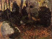 Carl Schuch Bemooste Felsblocke im Wald France oil painting artist